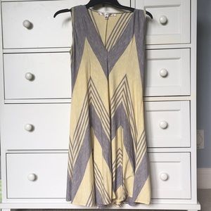 Yellow and Grey Chevron Style Flowy Dress